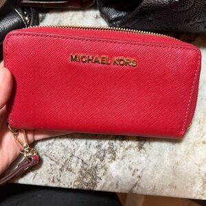 Michael Kors Vibrant Red Zip-Around Wallet
